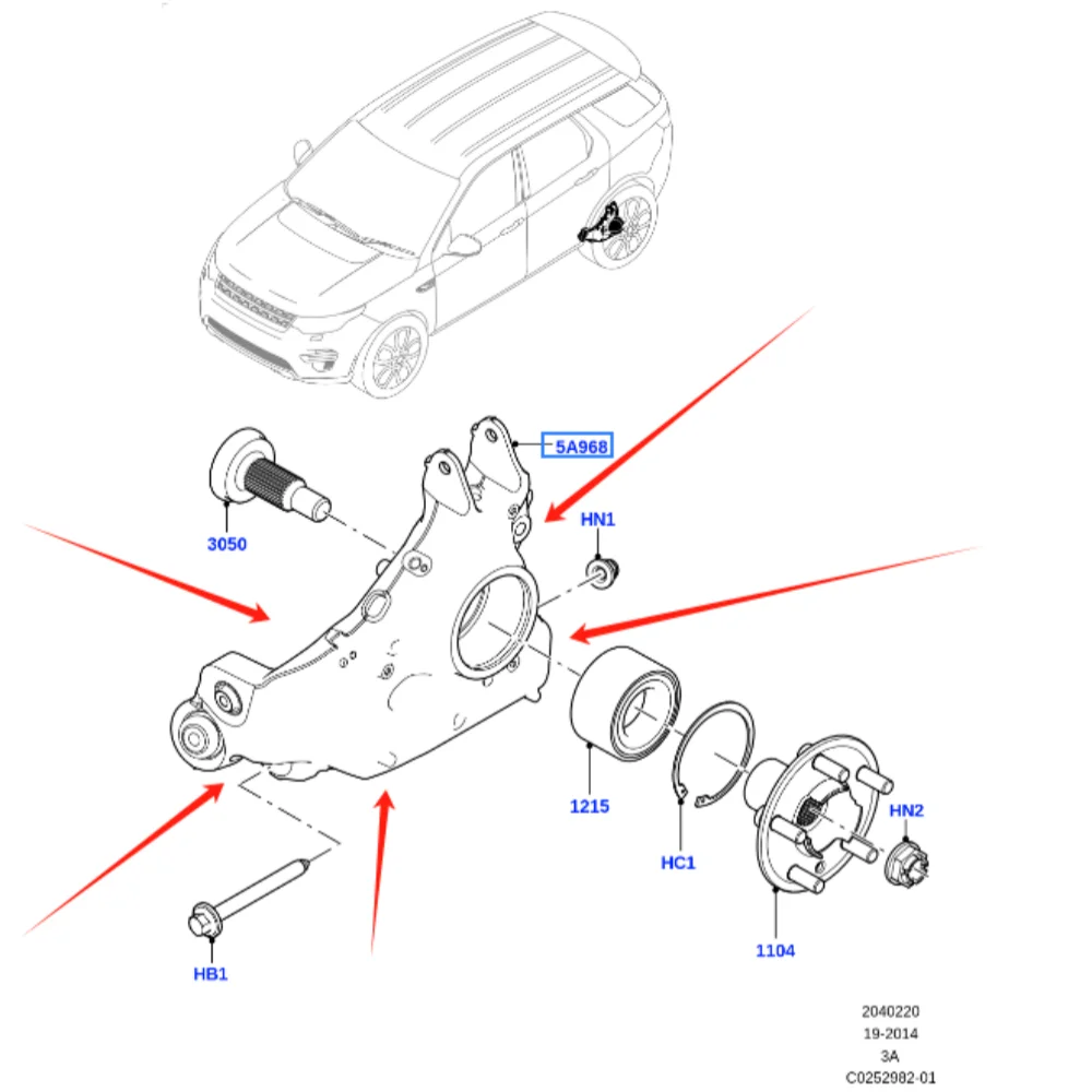 Knuckle com rolamento de roda, LR087650, LR079296, LR087649, LR079583, Land Rover Discovery Sport 2015-