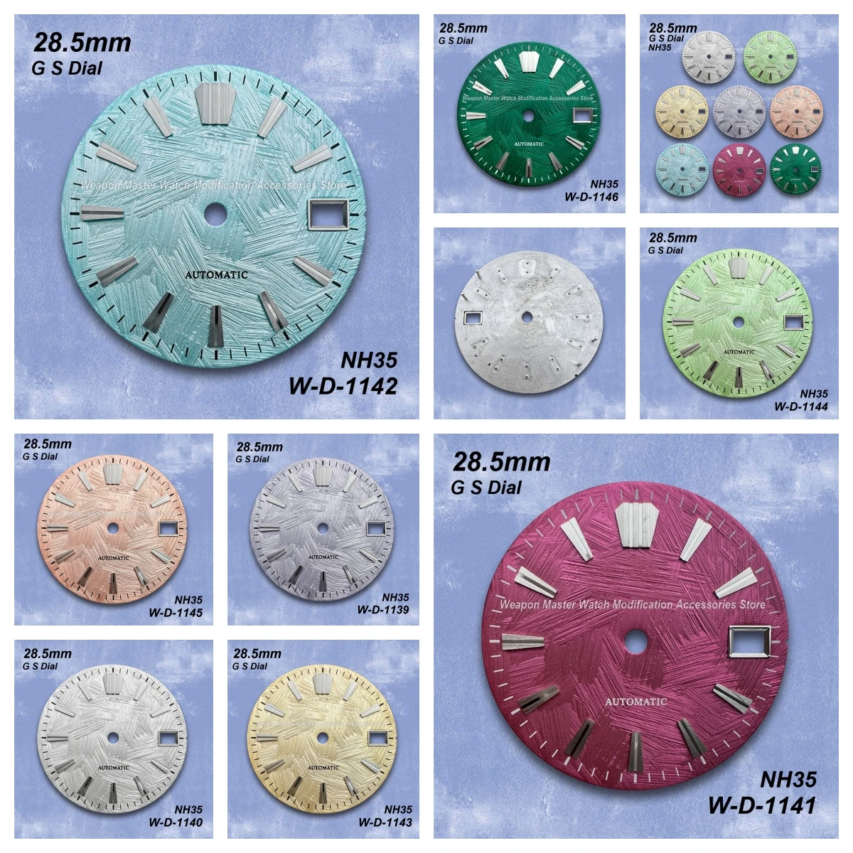 

28.5mm G S Logo Brush Dial Fit NH35/NH36/4R/7S Movement High-Quality Applied Index Riveted Dial Watch Modified Accessories