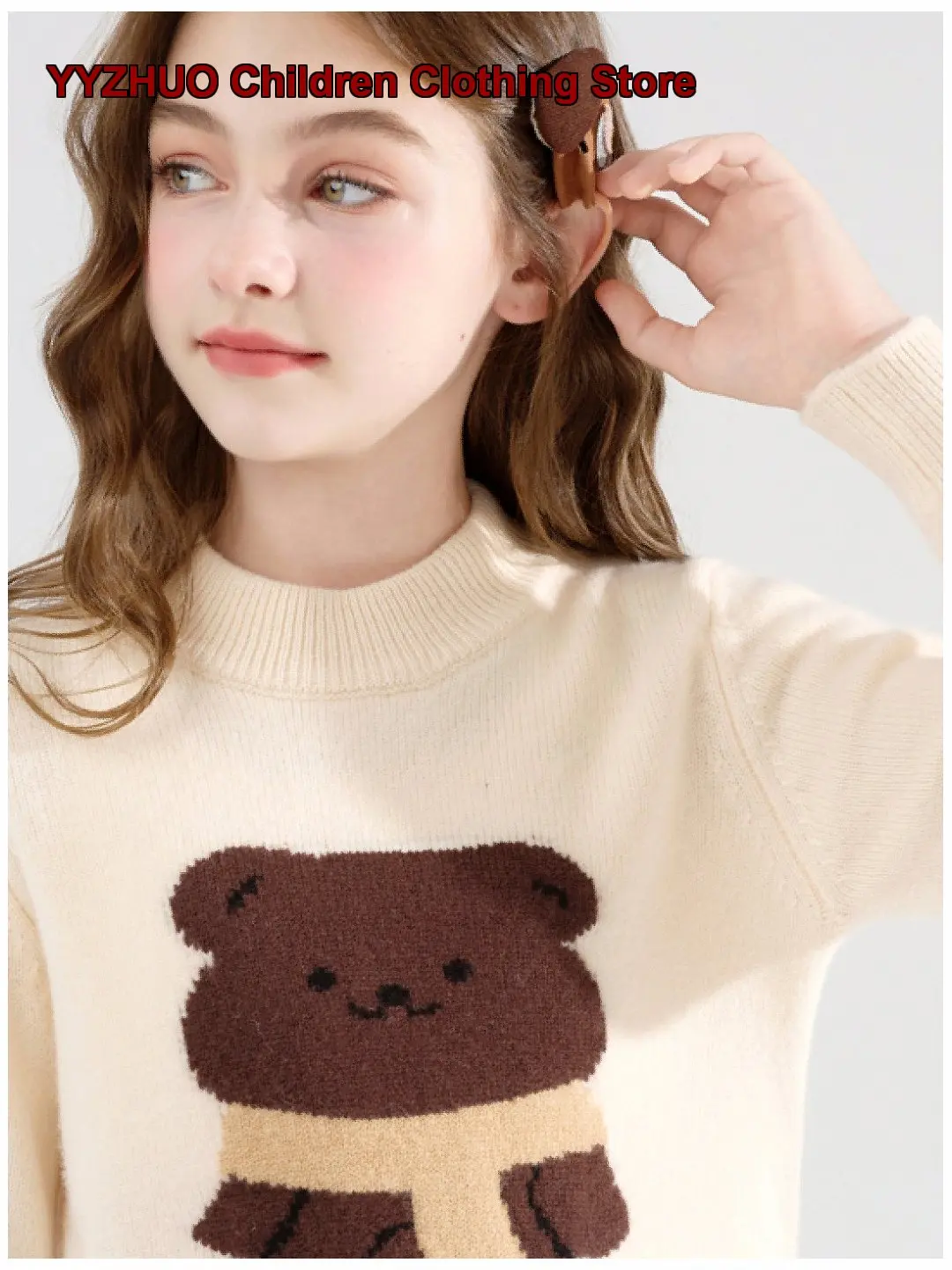 Kids Knit Top Boys Girls Older Kids Solid Color Cable Knit Fleece Lined Thickened Soft Base Layer Top