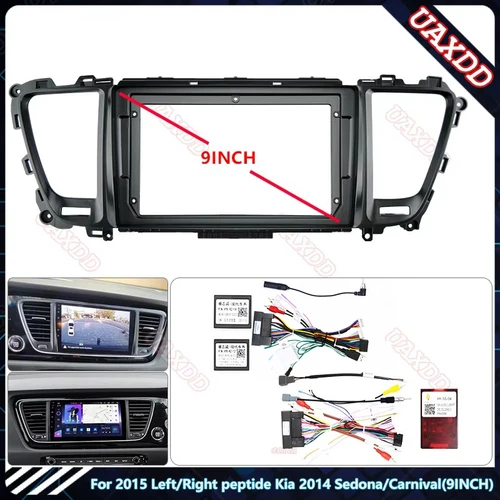 Radio con GPS para coche, reproductor multimedia con pantalla de audio estéreo, Android, marco de arnés, 9 pulgadas, para Kia 2015 Sedona Carnival 2014