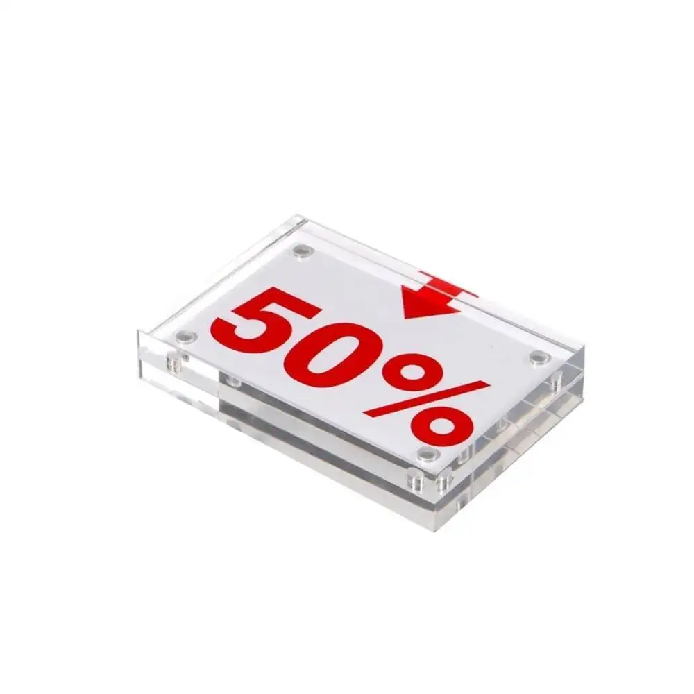 150*100mm Acrylic Frame Block Magnetic Desk Sign Holder Picture Photo Frame Advertising Paper Name Price Tag Display Stand Rack