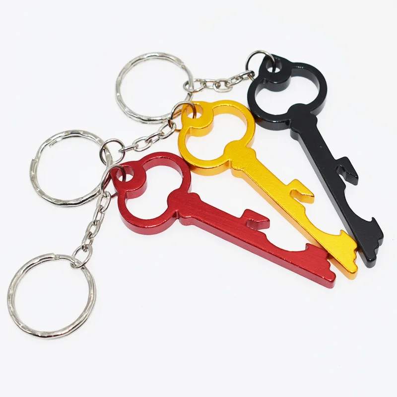 300Pcs/Lot Key Shaped Bottle Opener Keychain Anodized Aluminum Beer Bottle Opener Free Laser Logo