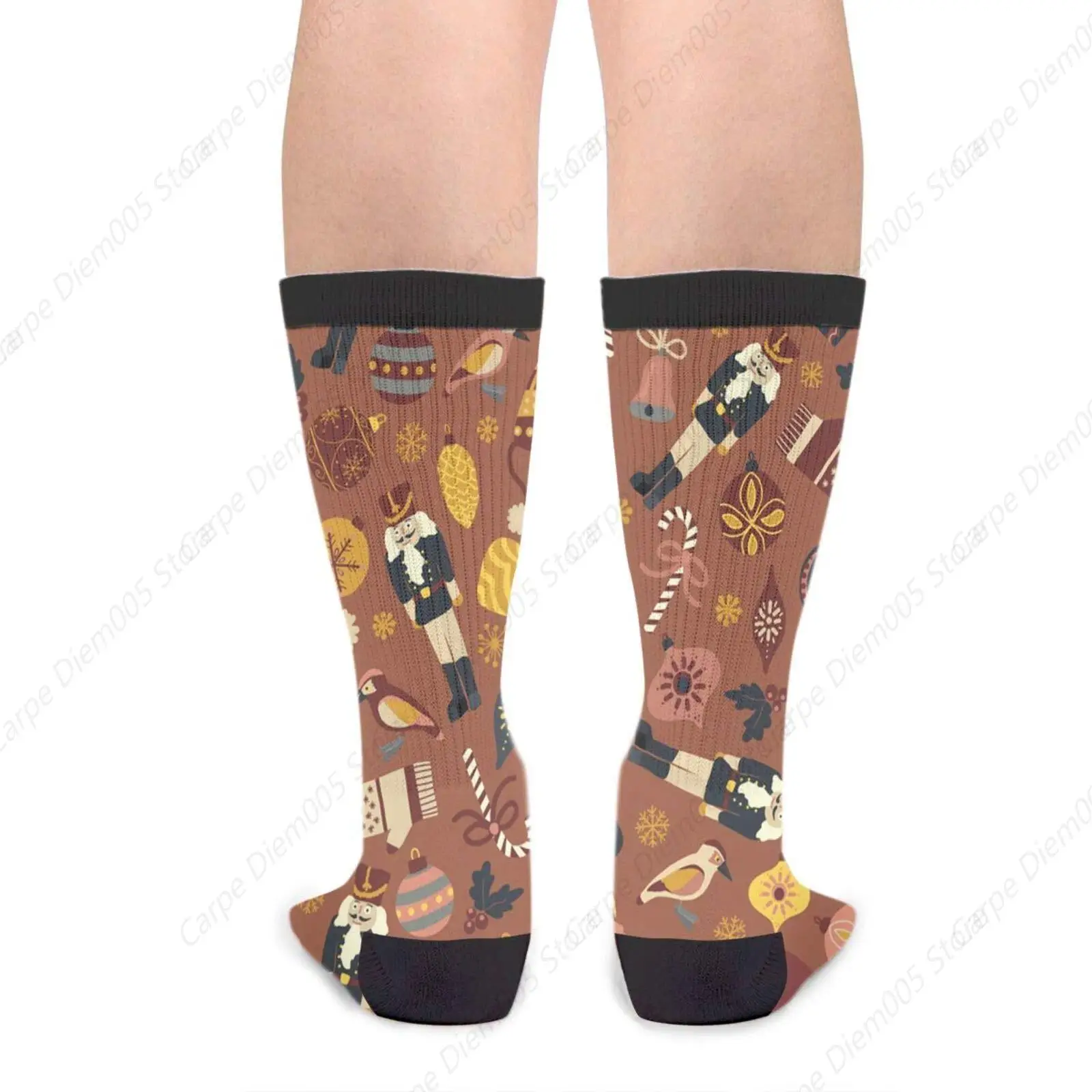 Unisex Fun Novelty Crazy Crew Socks Christmas Retro Nutcracker Candy Dress Socks