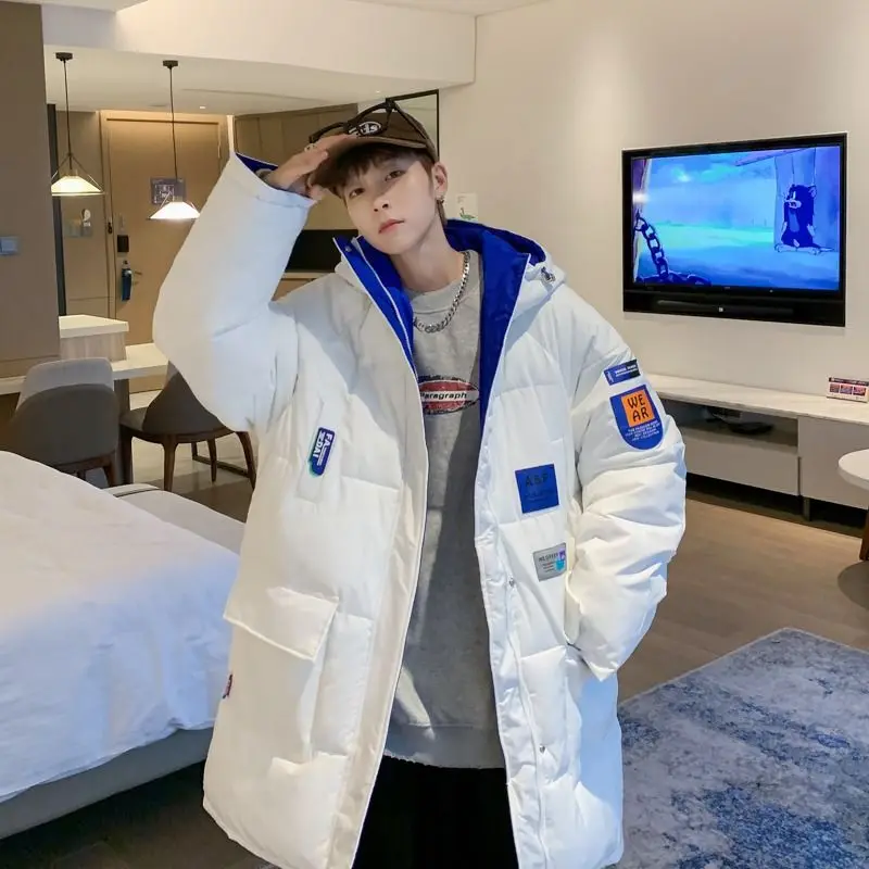 

Утепленная хлопковая куртка свободного кроя с капюшоном, молодежная, в уличном стиле, повседневная, унисекс, средней длины, двусторонняя.