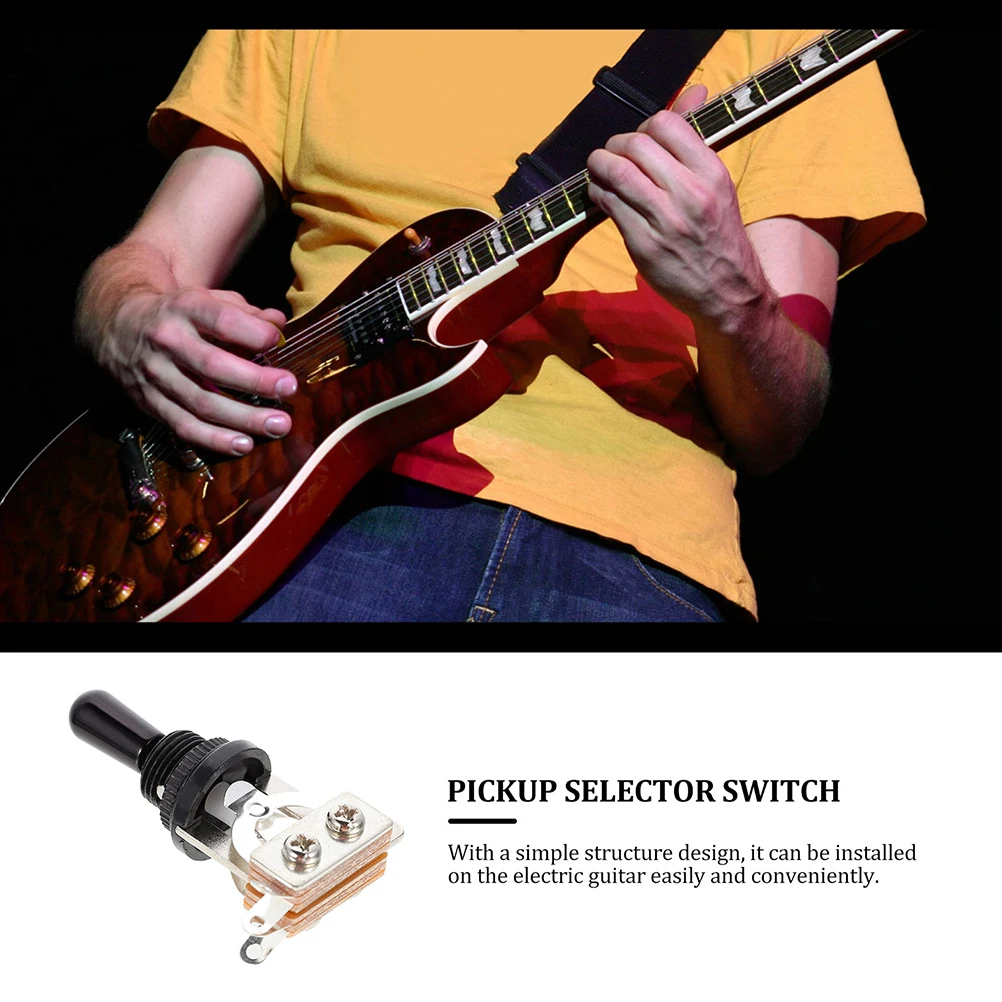 

2 Pcs Electric Guitar Head Shaking Switch Toggle Parts 3 Way Metal Black Pickup Selector