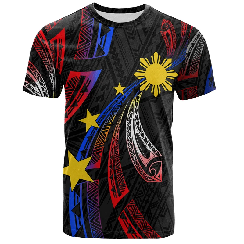 Vintage 3D Printing Philippines Filipinos Emblem T Shirt Philippines Tribal Styles Graphic Tee Shirts Kid Fashion Short Sleeves