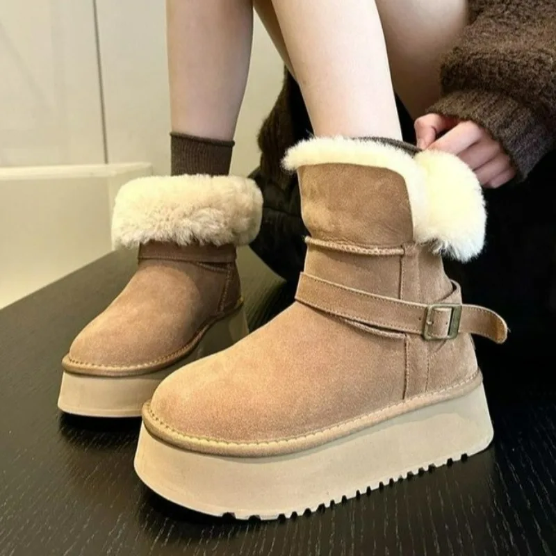 Winter High-quality Suede Design Warm Mid-tube Womens Boots Comfortable Thick-soled Snow Boots 2024 New Soft Plush Fashion Boots