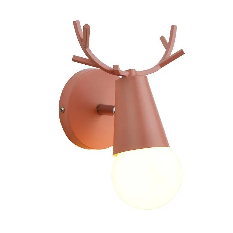 أوروبا أباجورة موجزة الأصالة القهوة بار التلفزيون حائط الخلفية الديكور شخصية Led الغزلان رئيس الجدار مصباح #5