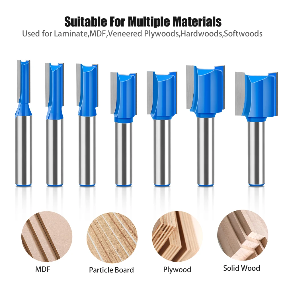 1pc 8mm Shank 3mm-20mm Straight Bit Tungsten Carbide Double Flute Router Bits Milling Cutter For Wood Woodwork Tool