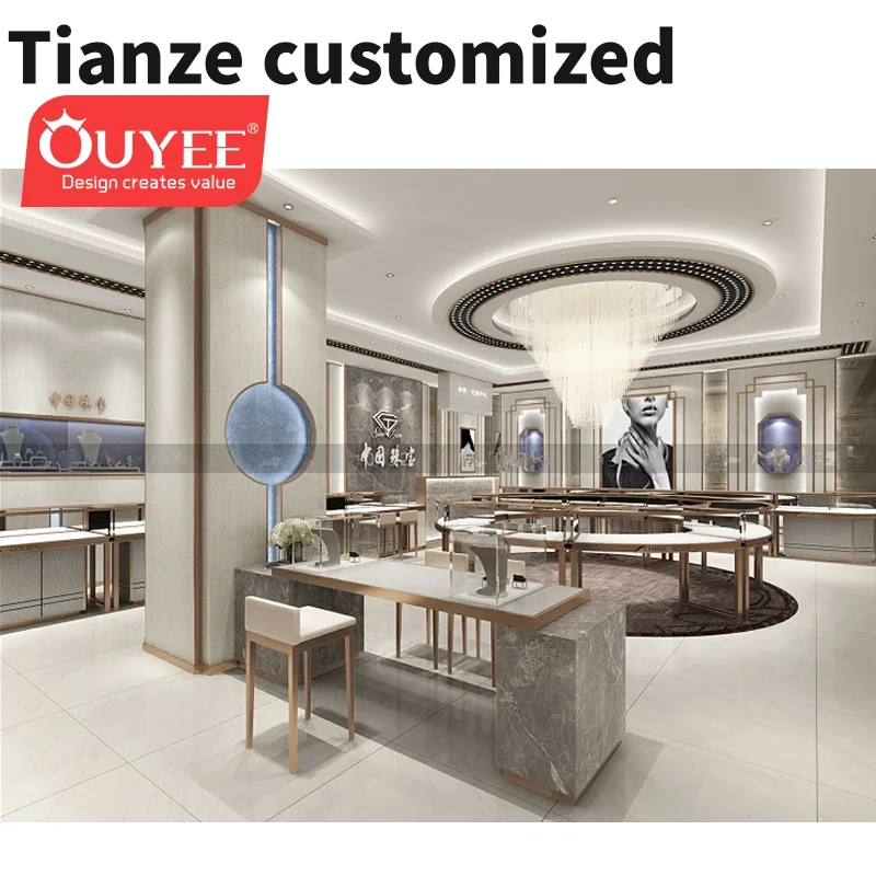 

Customized-High Quality Jewellery Shop Counter Design Glass Display Jewelry Showcase Interior Design Ideas Jewellery Shops