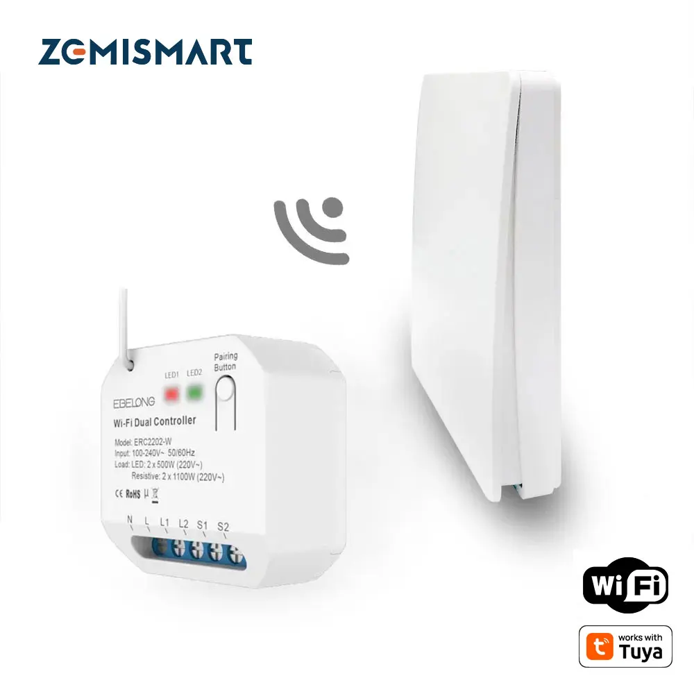 Zemismart Alexa Echo Google Home Voice Control Kinetic Wireless Wall Switch No Need Battery for Halogen Bulb Ceiling Fan