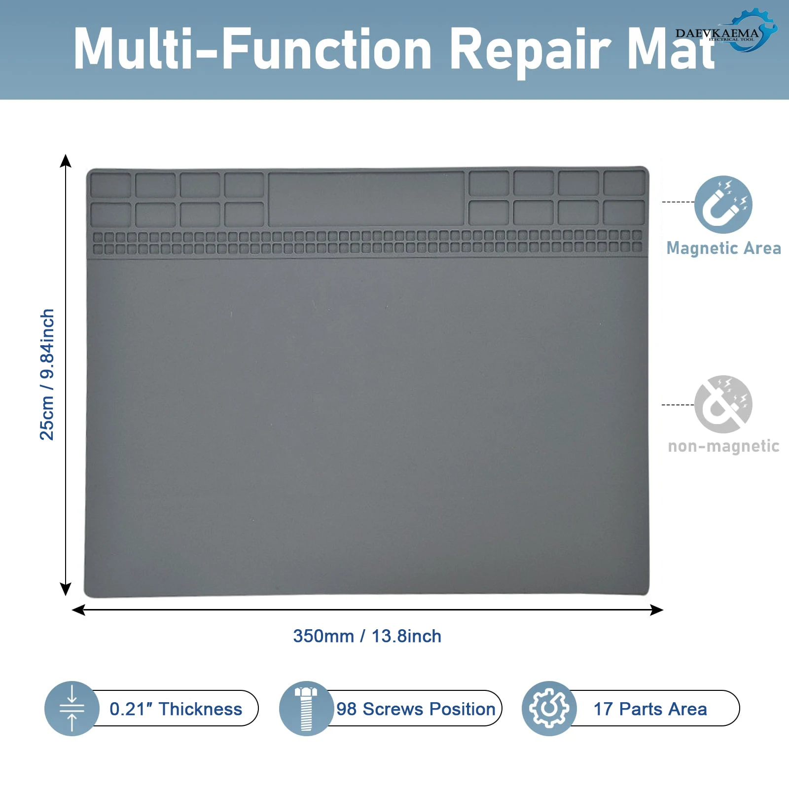 Magnetic Silicone Solder Pad 500℃ Heat-Resistant Multi-Purpose Anti-Static Mat for DIY Watch Phatch Phone Electronics Repair