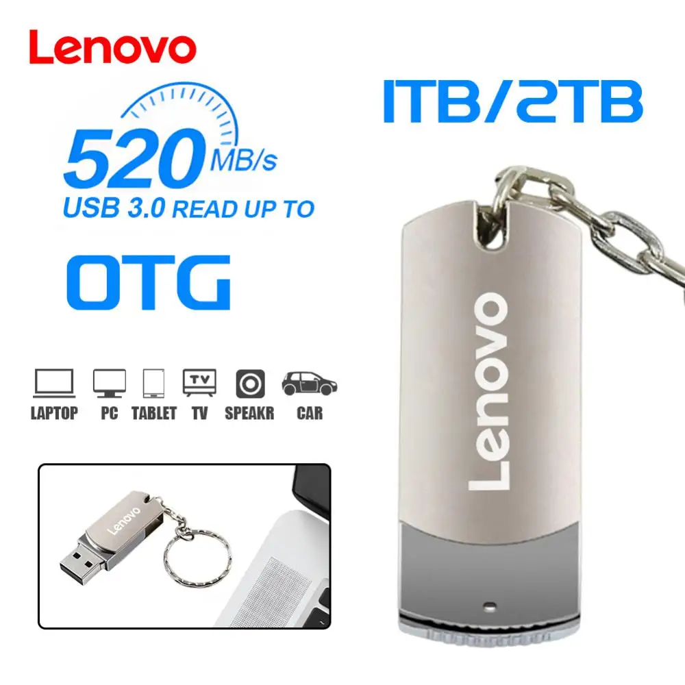 Lenovo 2In1 16TB USB Flash Drive 8TB Large Capacity Pendrive USB3.0 4TB Pen Drive Multifunctional Flash Disk For Androids Phone