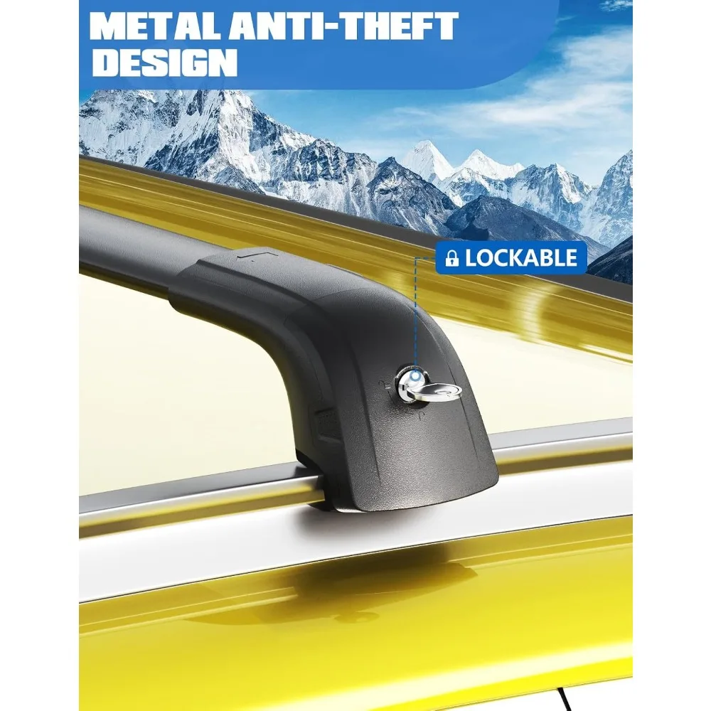 Barre trasversali per portapacchi con serratura per KIA Sorento 2021-2025, alluminio resistente, capacità 220 libbre, nere