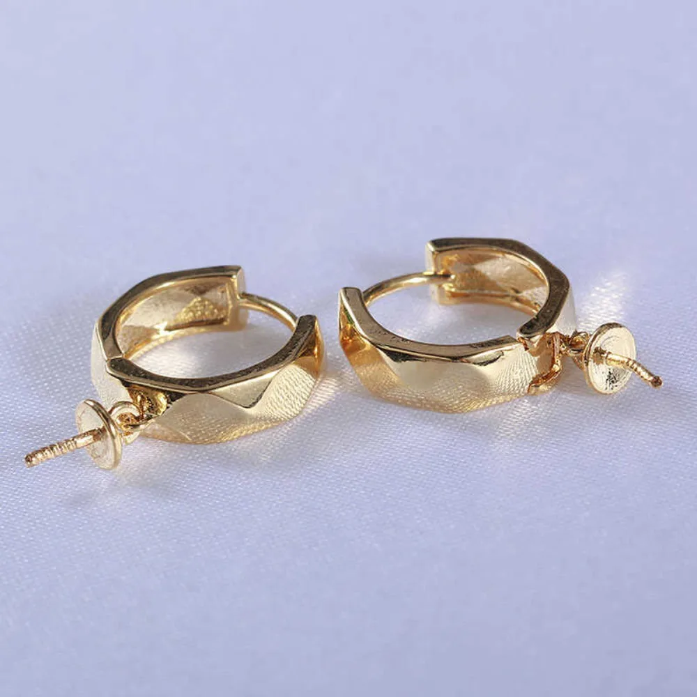 

6PCS S925 Sterling Silver Needle 18K Gold Wrapped Plated Brass Earring Settings Diy Jewelry Pearl Earrings Accessories