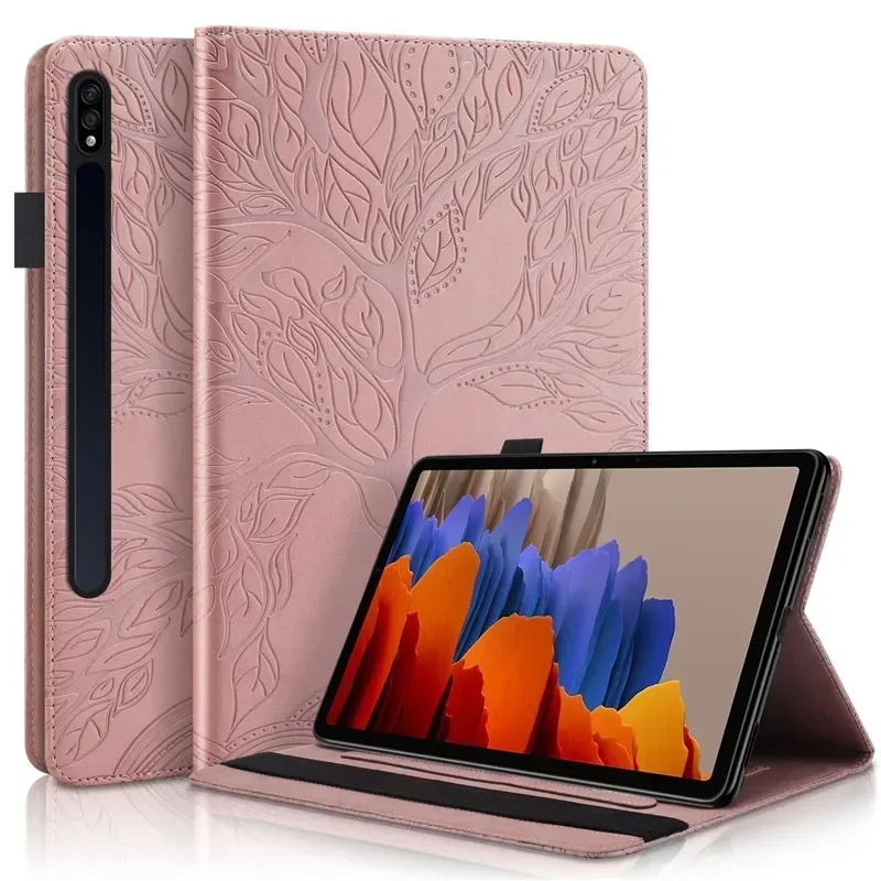 Coque for Samsung Tab S9 FE Case 10.9 inch Embossed Tree PU Leather Flip Tablet Cover for Funda Galaxy Tab S9 FE S8 S7 Case 11\