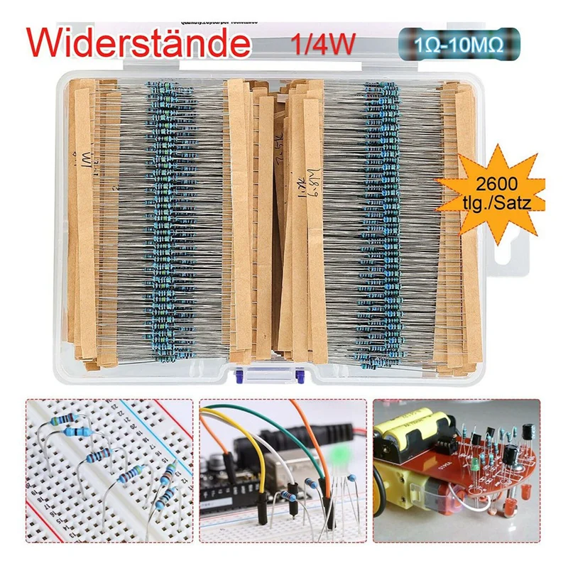 ABZZ-2600Pcs 130 القيم المقاومات مجموعة متنوعة 1 أوم أوم 0.25 واط 1/4 واط المعادن فيلم المقاوم عدة للدوائر الإلكترونية لتقوم بها بنفسك #4