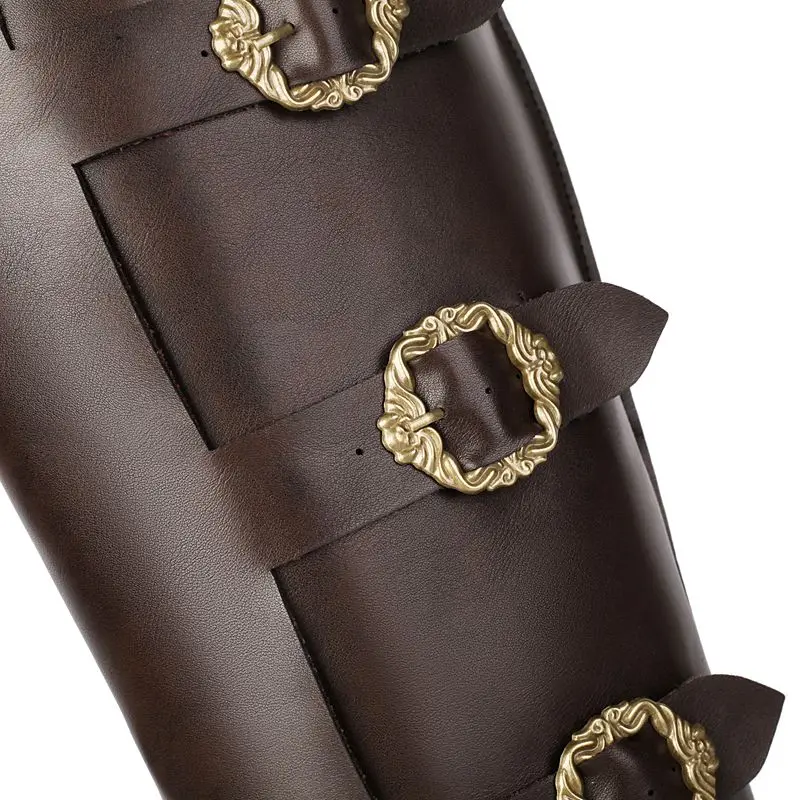 Steampunk Mittelalterliche Retro Motorradstiefel aus PU-Leder mit Schnalle, kniehohe Stiefel für Herren, Renaissance Cosplay, runde Zehenschuhe 2026 – Detail 9