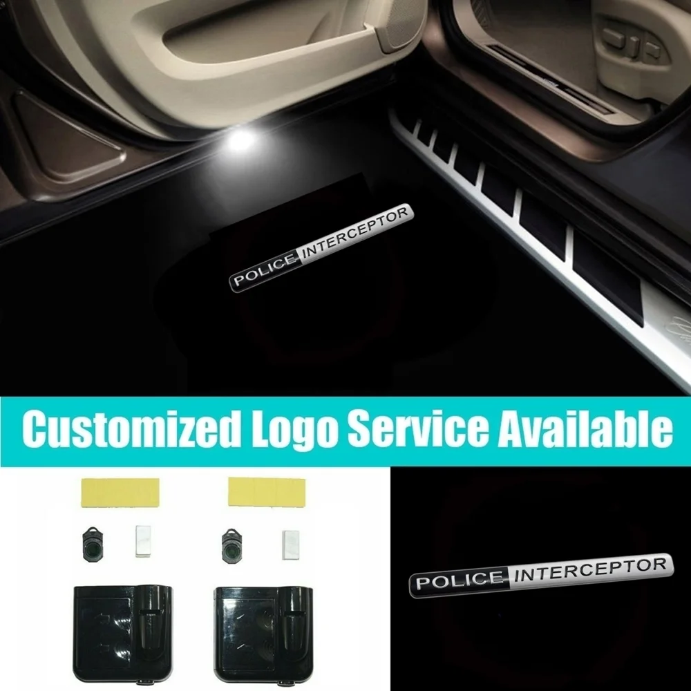 2 шт. светодиодные лампы с логотипом полиции INTERCEPTOR, двери автомобиля, лазерный проектор, теневые огни для Crown Victoria Explorer Taurus