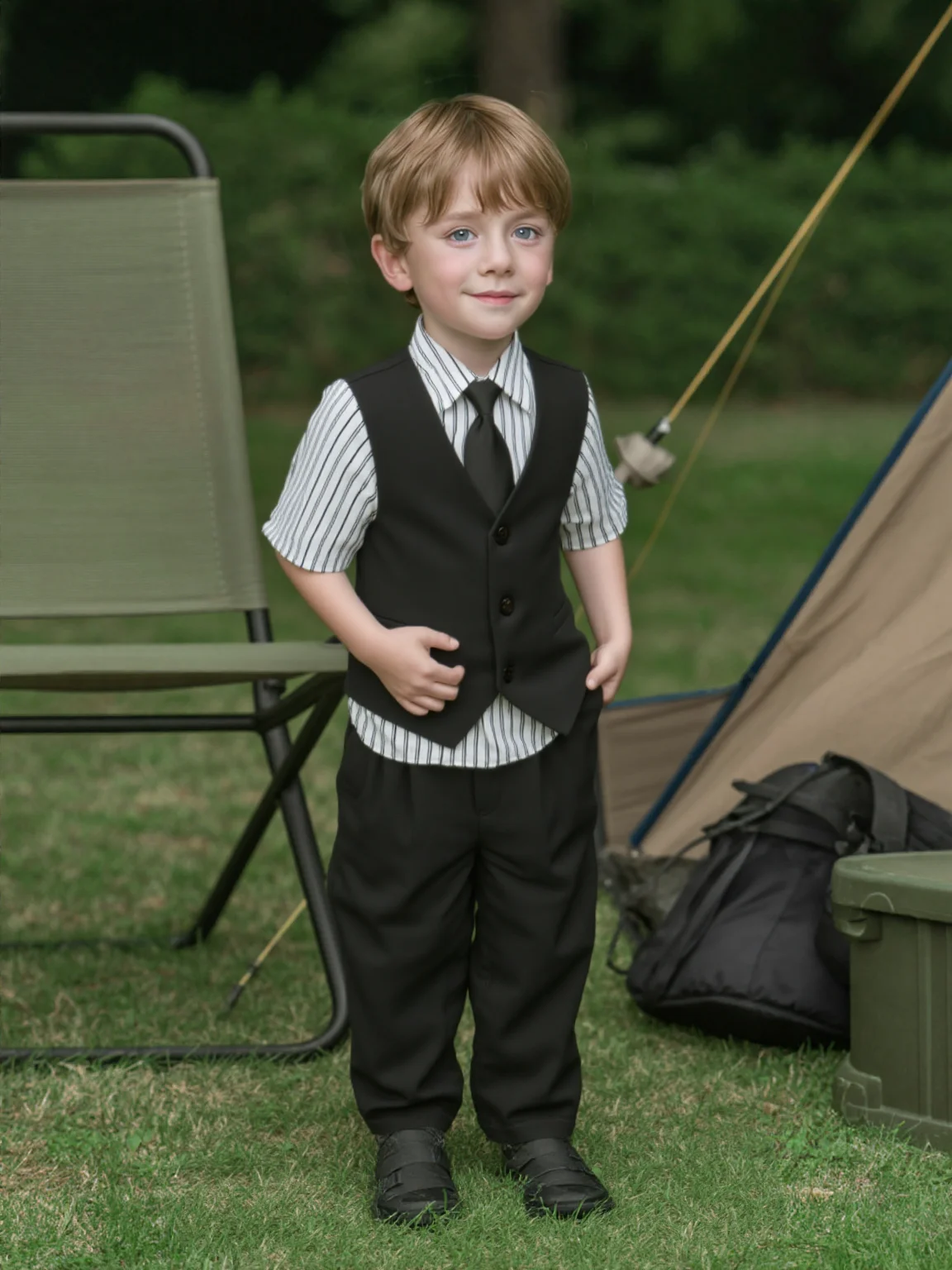 

Boys Summer Vest Pants Tie 3Pieces Suit Set For Wedding Kids Formal Piano Host Speech Chorus Performance Photography Outfit Suit