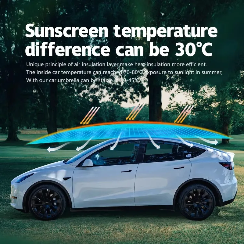 Outdoor in Stock 3.8m Portable Anti-UV Automatic Folding Sun Shade Rooftop Car Cover Car Umbrella Custom Logo Size