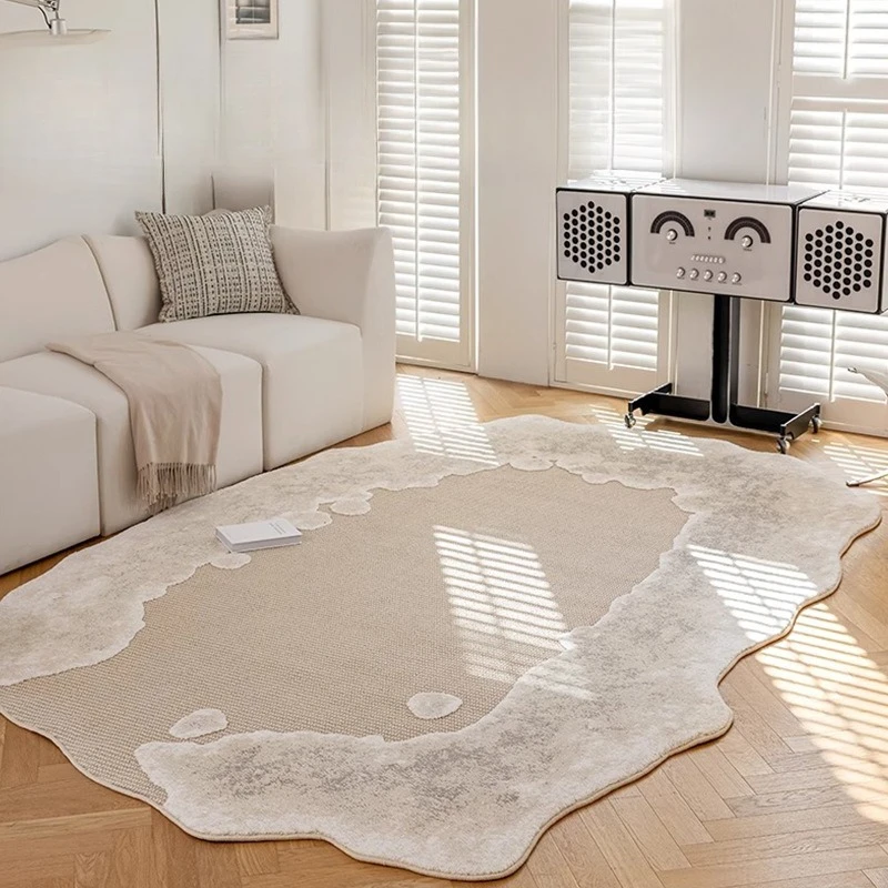 

High-end art carpet stacking embroidery process special-shaped wabi sandy wind living room carpet advanced sense