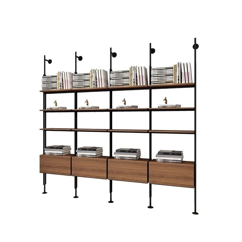 

Simple wrought iron bookshelf, wall shelf, floor-to-ceiling wall-mounted living room partition, top-level storage cabinet