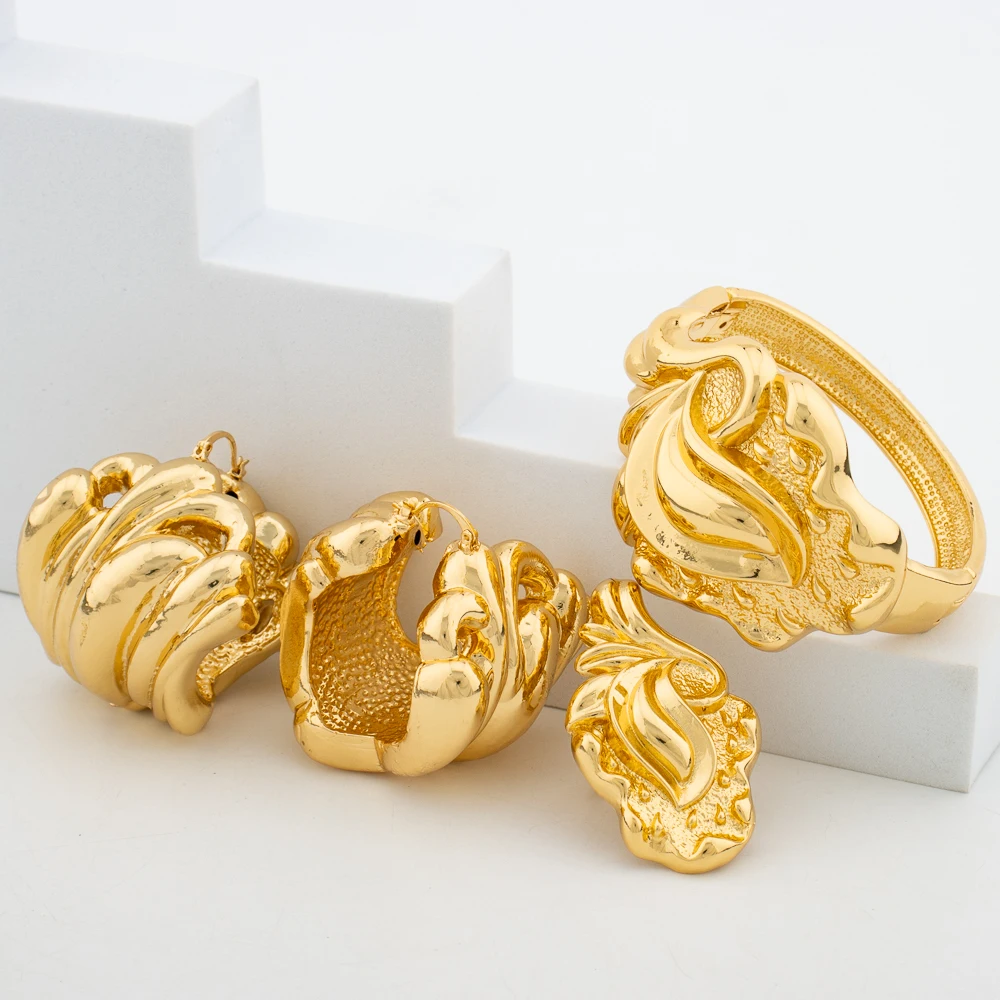YM 2024 Trend-Schmuckset für Frauen, baumelnde Ohrringe und Armreifen, Ring, Hochzeiten, Braut, Schmuckset, Verlobungsfeier, Ohrringe, Zubehör 3