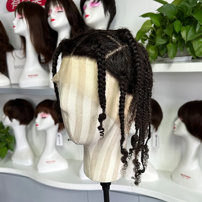 Pudełko plecione peruki pełne peruki typu Lace z ludzkich włosów splecione włosy peruki dla kobiet Twist Locs ludzkie zaplatanie włosów Afro