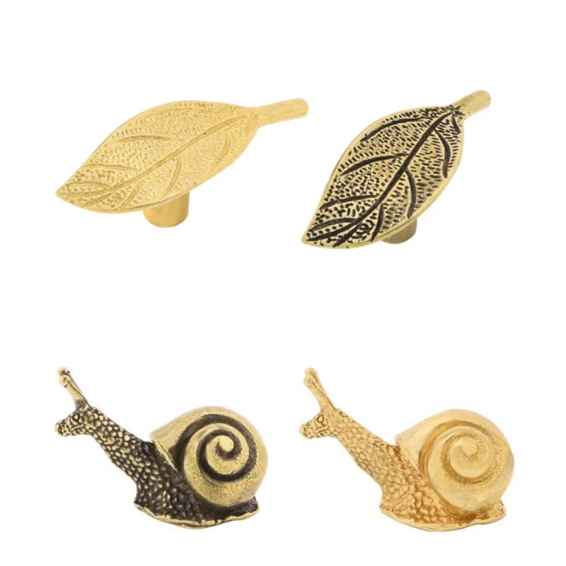 Creative Snail Shape Pull Handles Brass Insects Cabinet Door Wardrobe Cupbaord Handles Single Hole Drawer Knob Furniture Pulls