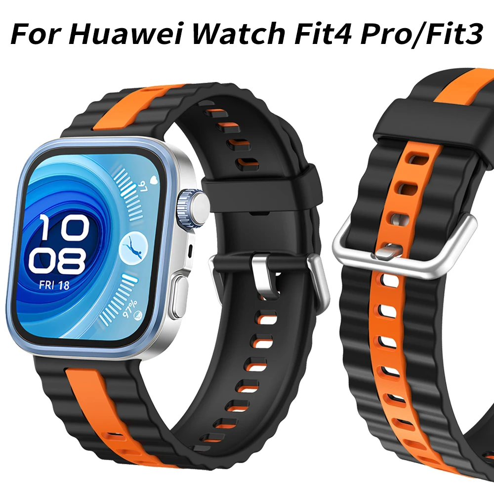 Cinturino sportivo in silicone bicolore per Huawei Watch Fit4 Pro Bracciale a fascia per Huawei Fit4 Fit3 Cinturini di ricambio Accessori