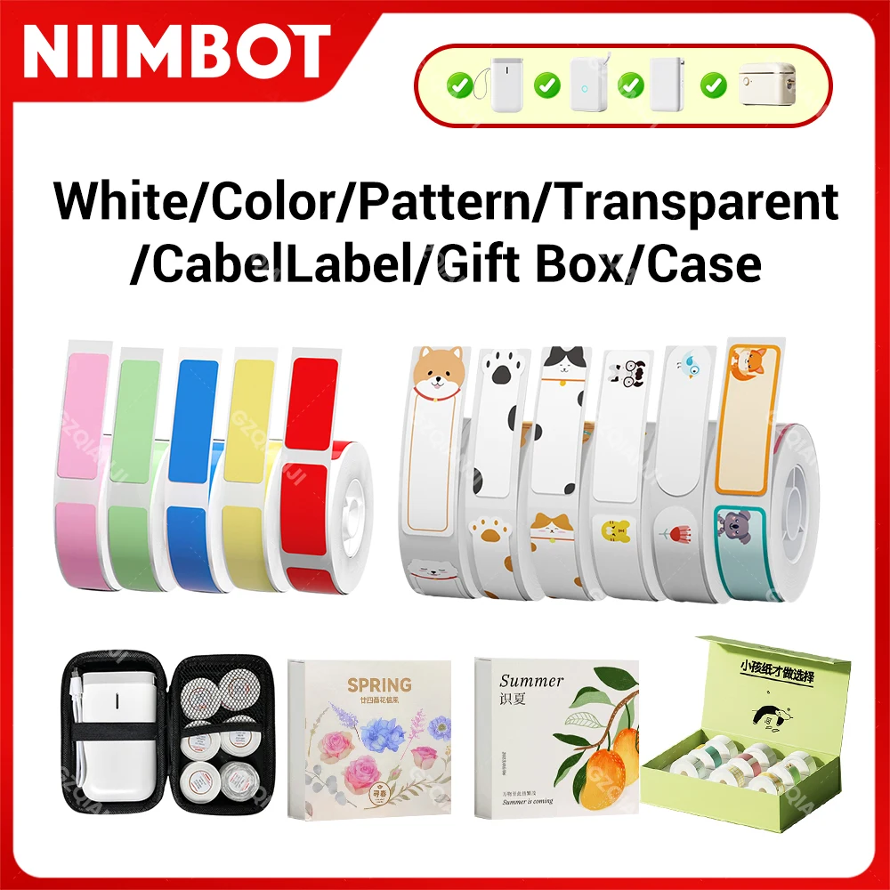 Niimbot D110 D11 Etikettendrucker-Papier Wasserdichtes Ölbeständiges Preisetikett Transparentes Einfarbiges Etikett Thermisches Aufkleberpapier