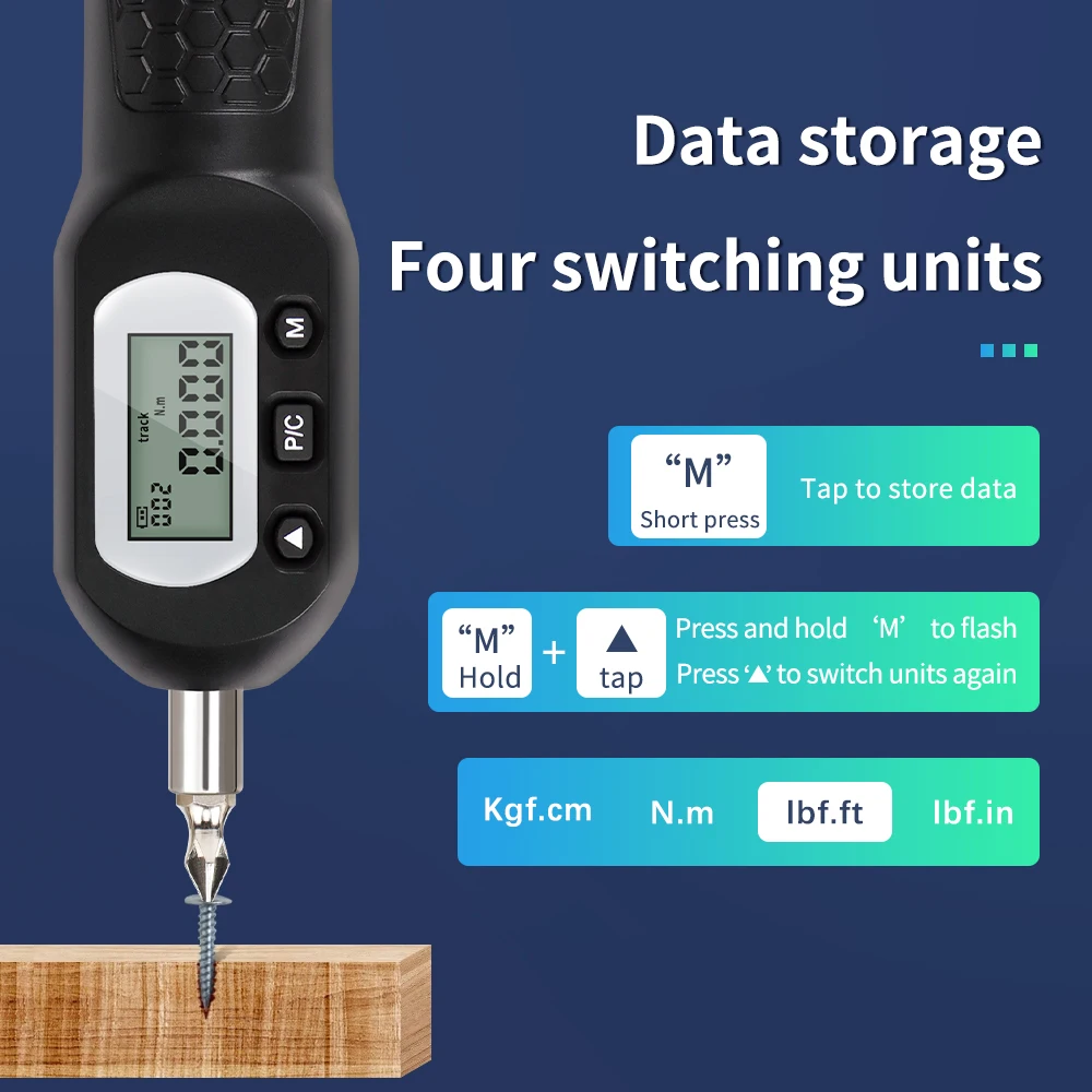 ANS-Y-4 Digital Torque Driver 0.4-4N.m Preset Torque Screwdriver LCD Adjustable Idle Slip Torque Wrench with10 Batch Head