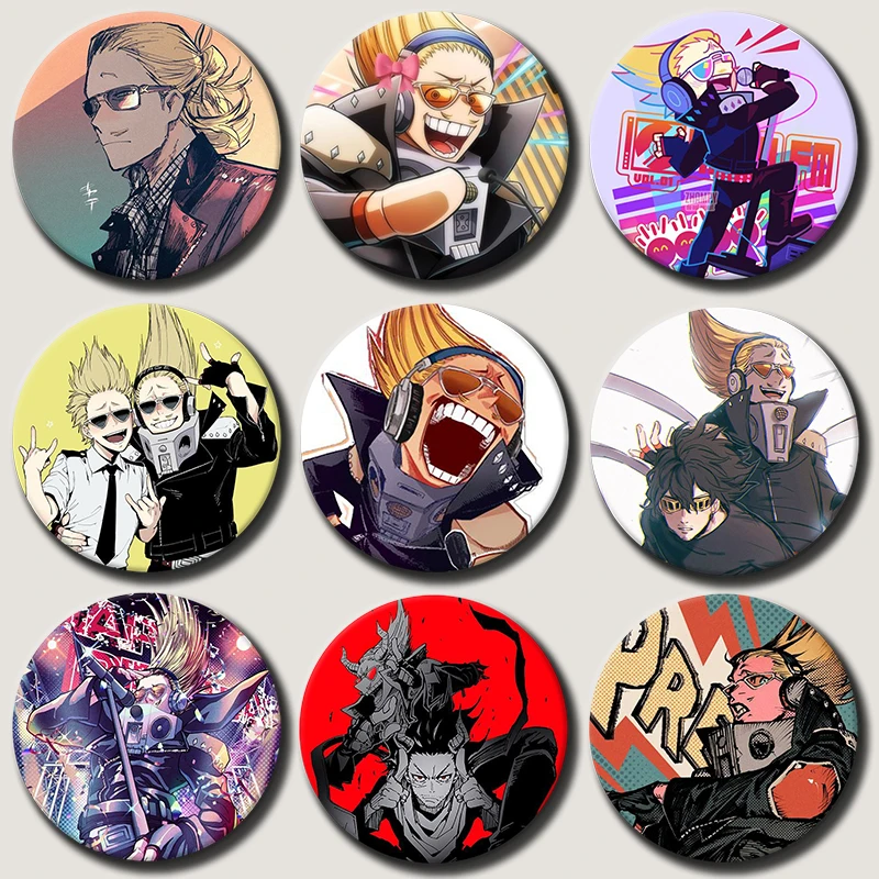 

58mm Anime Character Present Mic Soft Button Pin Hero Cartoon Brooch Creative Badge for Backpack Clothes Decoration Gift