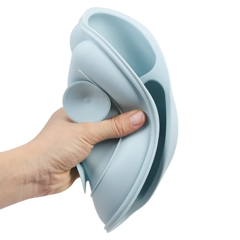 مجموعة أطباق مقسمة من السيليكون مكونة من 3 أقسام بتصميم كرتوني لأطباق تغذية الأطفال الصغار #3