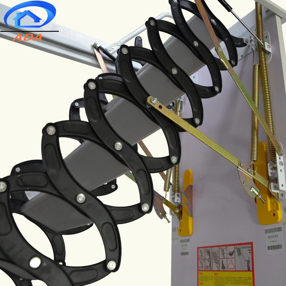 Chinese Factory Steel Rolling Folding Ladders Ceiling Hatch Aluminum Attic Stairs