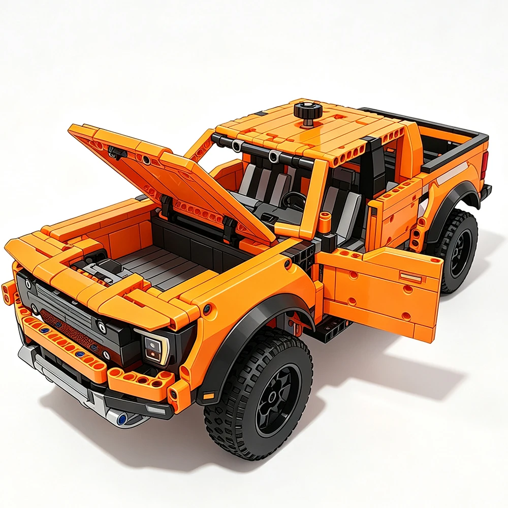 Hot sale ﻿1379PCS Technical Group Pickup Truck Racing Car Compatible Model Vehicle Decorative Car Adult Toys Gifts image 3
