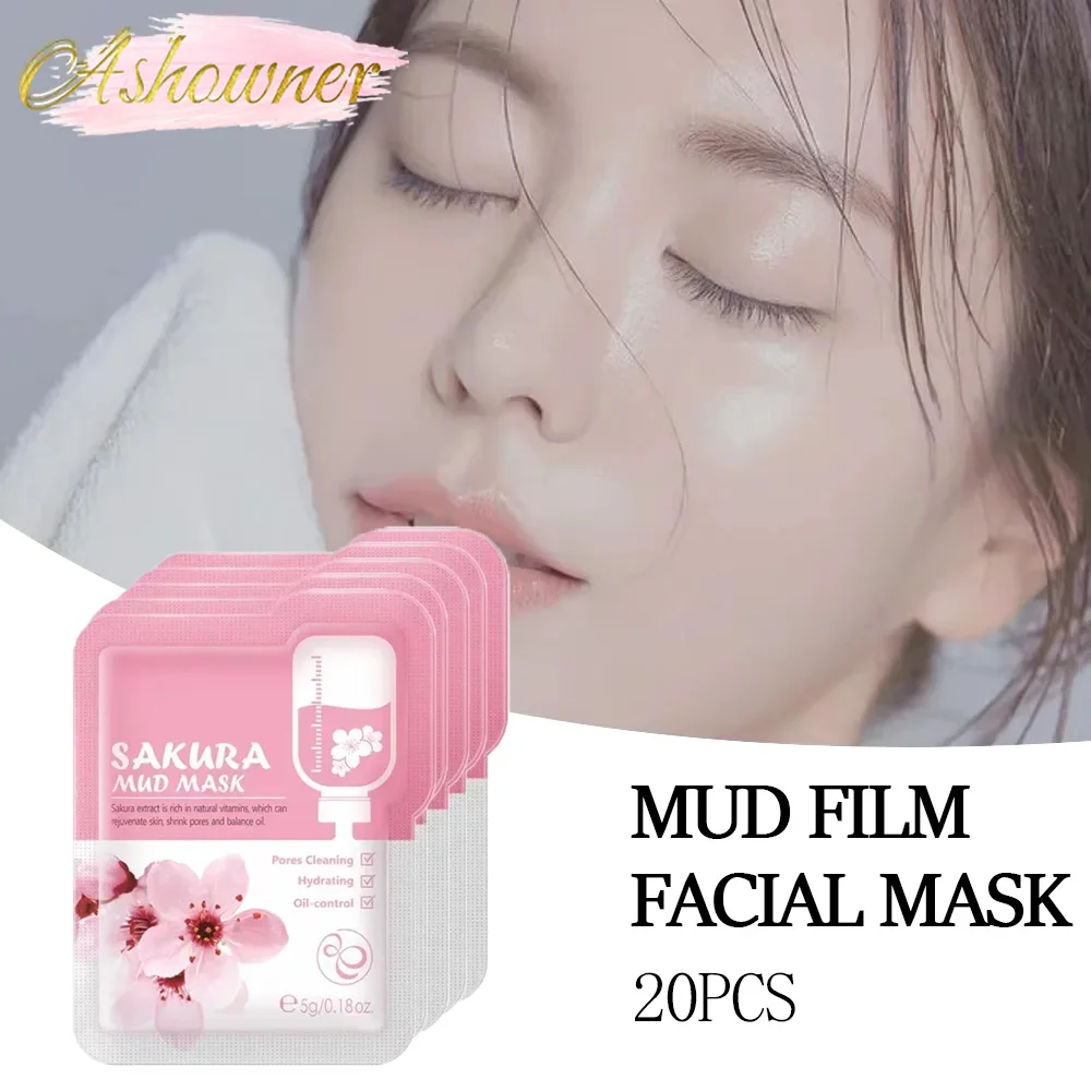 

20 PCS Cherry Blossom Mud Mask Deep Cleansing Moisturizing Oil Control Anti-Wrinkle Lighten Dark Circles Anti-Aging Skincare