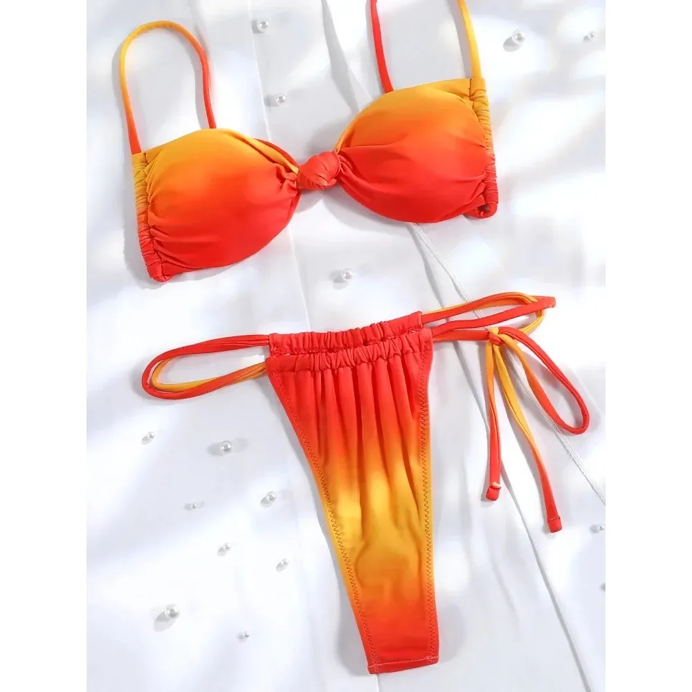 Nouveau Orange Bikinis taille haute maillot de bain femmes maillots de bain 2025 maillots de bain imprimé maillot de bain deux pièces Bikini ensembles Biquinis