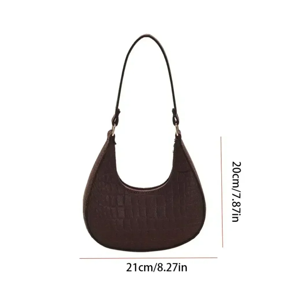 Bolso para las axilas SN15, bolsa de hombro de Color sólido, media luna, tela estampada, estilo coreano, combina con todo