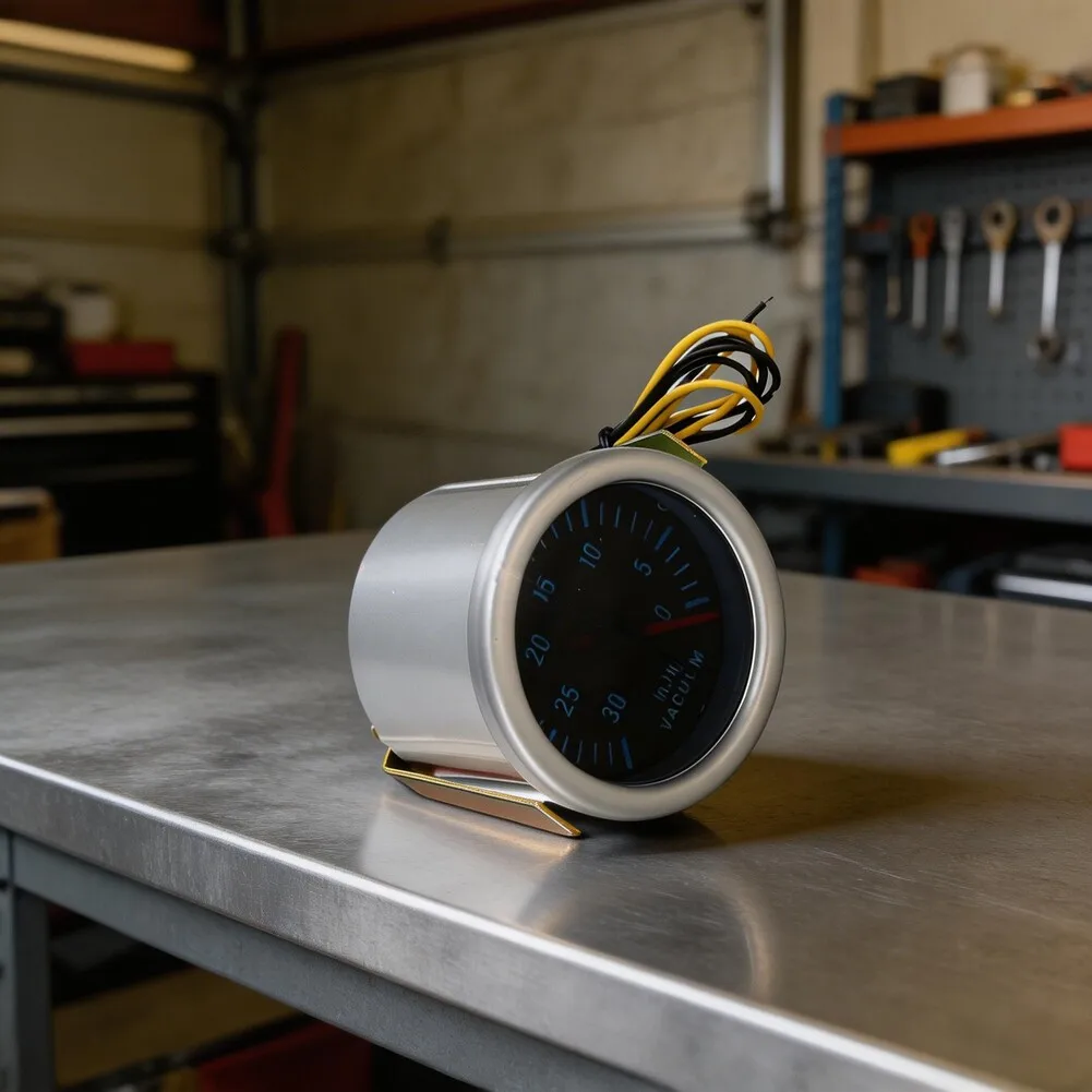 Turbocharger Boost Pressure Gauge 52mm with LED Pointer for Real-Time -1 to 2 Bar Monitoring on For 12V Engine Platforms