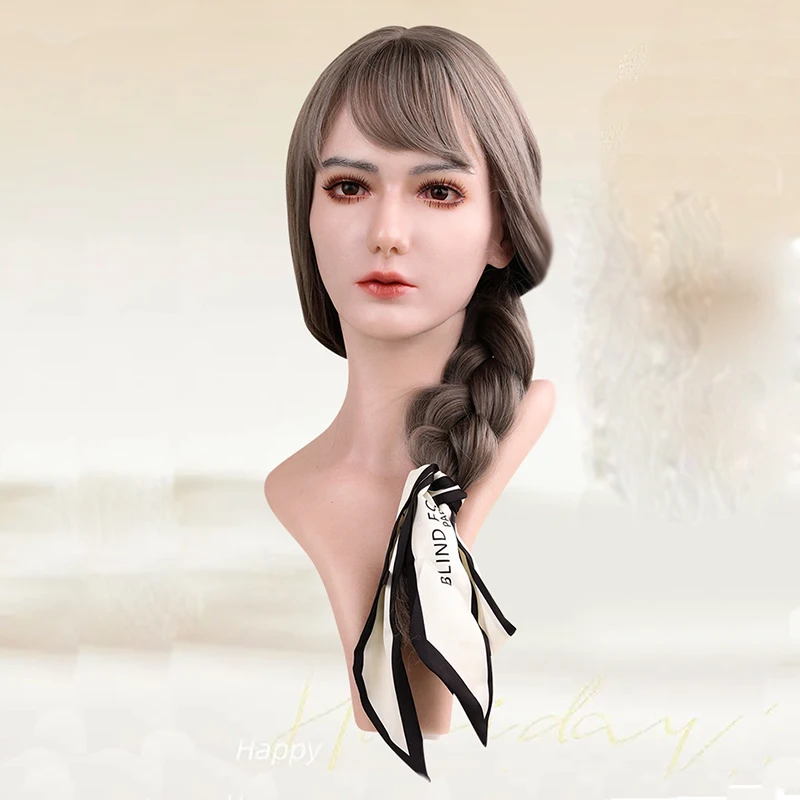 Lifesize Silicone Female Mannequin Head Display For Wig Jewelry Dummy Head Model Props