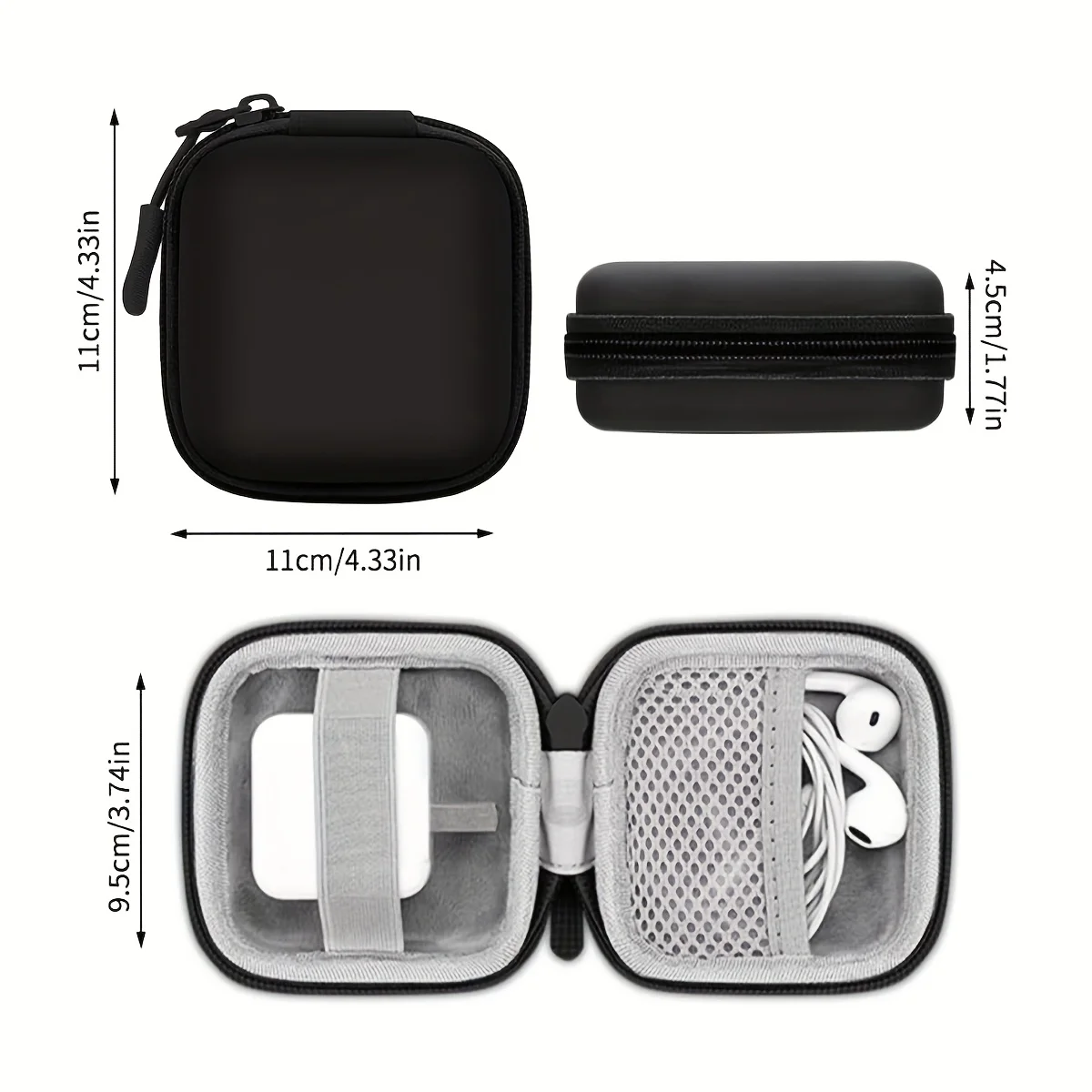 Durable EVA Charger Case for MacBook Air/Pro - Compact Protective Cover with Mesh Pocket for Cables, Earphones & Power Adapters
