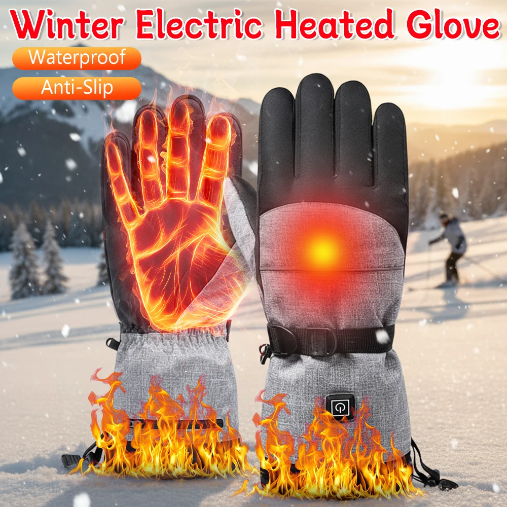 

1-2Pairs Winter Electric Heated Gloves USB Rechargeable Waterproof Anti-Slip Thermal Gloves For Skiing Hiking Climbing Cycling ﻿