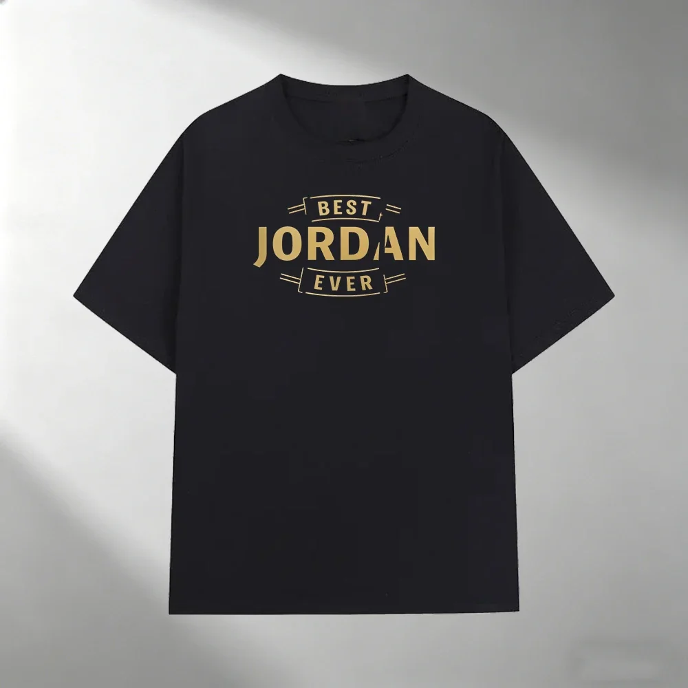 Men Pure Cotton T Shirt BEST JORDAN EVER Letter Print Short Sleeve Tops Streetwear Sport Style Loose Comfortable Male Summer Tee