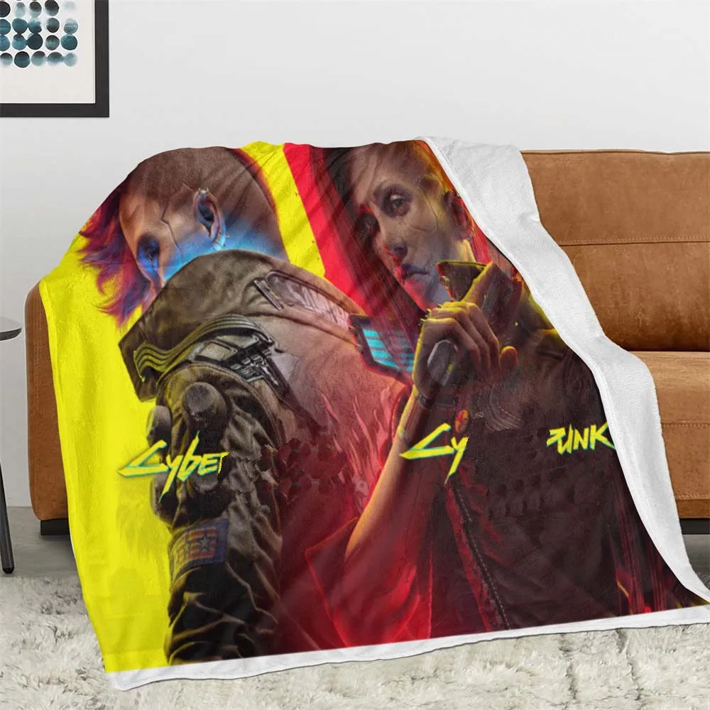 C-Cyberpunks E-Edgerunners Anime Blanket,Flannel Blanket Throw Blanket,Warm Blanket for Home Living Room Bedroom Beds Sofa Offic