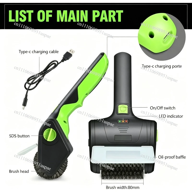 Cordless Electric Barbecue Cleaning Brush for Camping, Multi-Purpose Wire Brush for Grill and Bathroom Tile