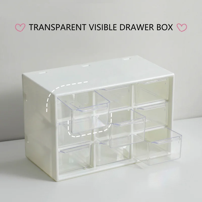 INS 6/9 Grids Dust Proof Drawer Storage Box Stationery Jewelry Hand Ledger Desktop Mini Girl Heart Storage Cabinet