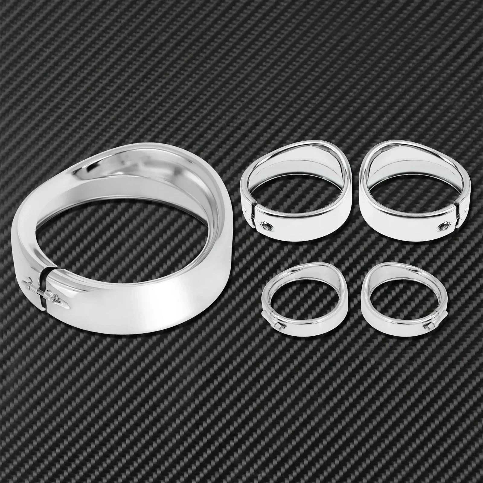 Anillo embellecedor de faro cromado para motocicleta de 7 pulgadas + cubierta de luz antiniebla de 4,5 pulgadas + anillo embellecedor de señal de giro estilo visera para Harley Softail FLH Touring