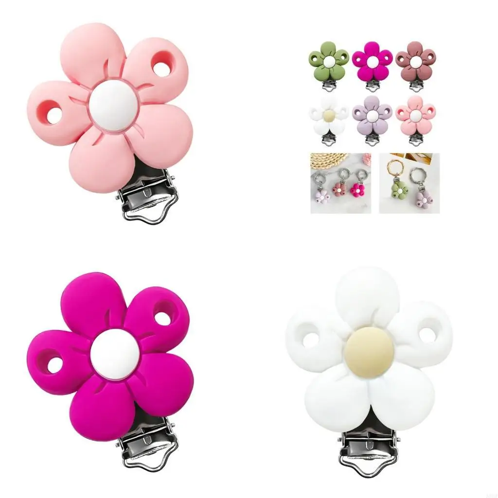 

K8GF Infant Pacifier Clip Chewing Safe Silicone Strong Clasp Prevents Dropping Loss